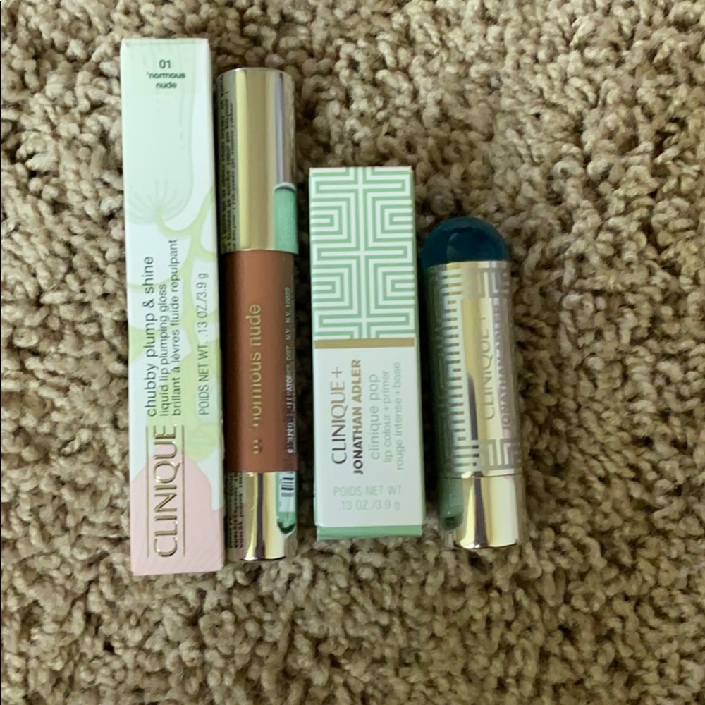 Clinique lipstick (Jonathan Adler) and lip gloss